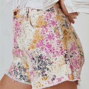 Anthropologie Shorts by Pilcro in Pink, Black and Yellow Floral Print. New!